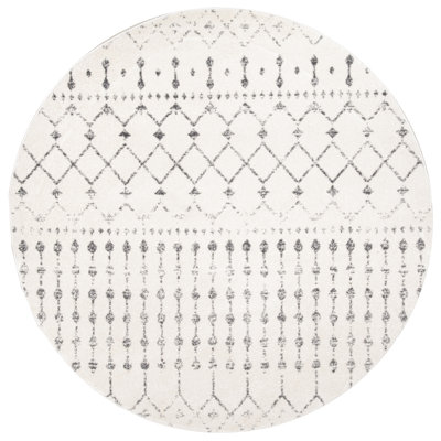 Giannini Geometric Moroccan Area Rug in Gray/ Off White