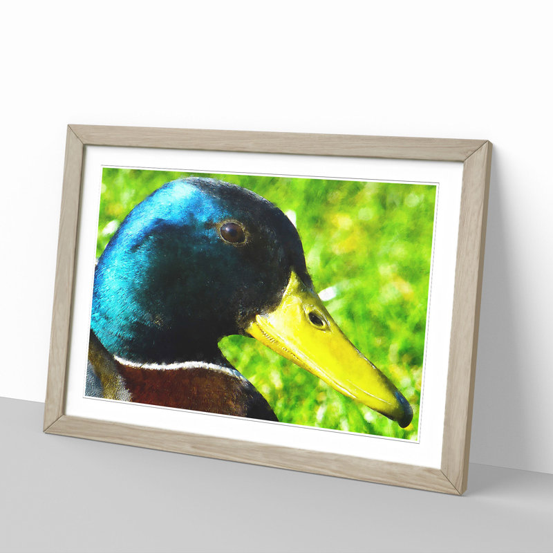 Mallard Duck - Picture Frame Painting, 27cm H x 36cm W x 2cm D, Oak Framed