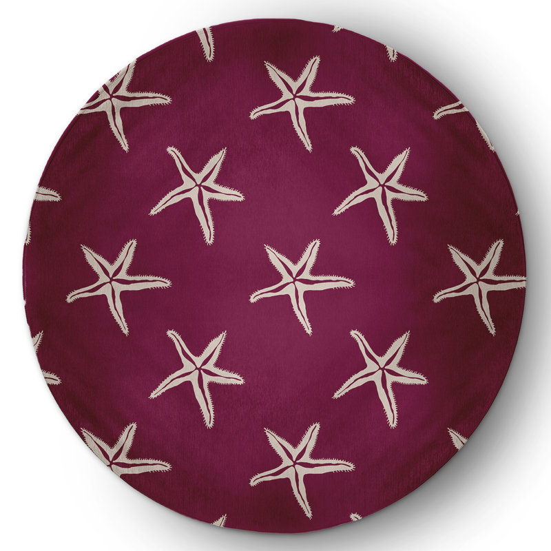 Tapis d'intérieur / extérieur en chenille tissé à la machine Blodgett - rouge / blanc, Rond 5 pi
