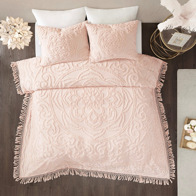 Couvre-lit en chenille de coton Blush
