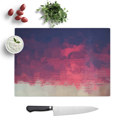 Tempered Glass Burning Clouds Chopping Board