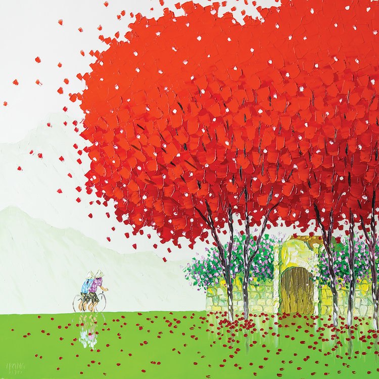 «After The Rain», peinture sur toile, H 12 po x l 12 po x P 1,5 po, Toile tendue, Pas de tapis
