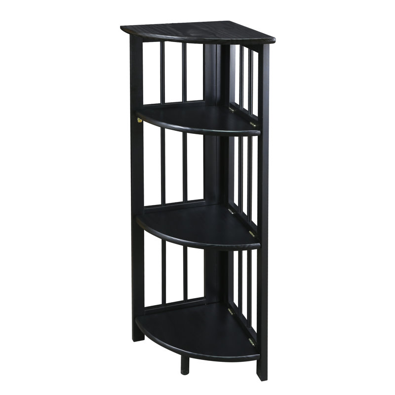 Duerr Corner Bookcase, Black, 38.8" H x 12.5" W x 11.5" D