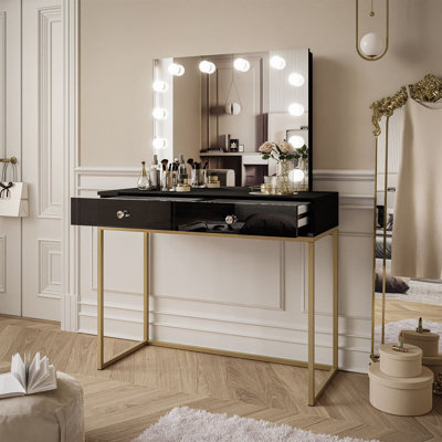 Anduena Dressing Table with Mirror and Storage Included