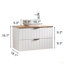 Meuble-lavabo mural 32 po à deux tiroirs + plateau en bois massif, lavabo carré en céramique, design minimaliste moderne, alliant fonctionnalité et style