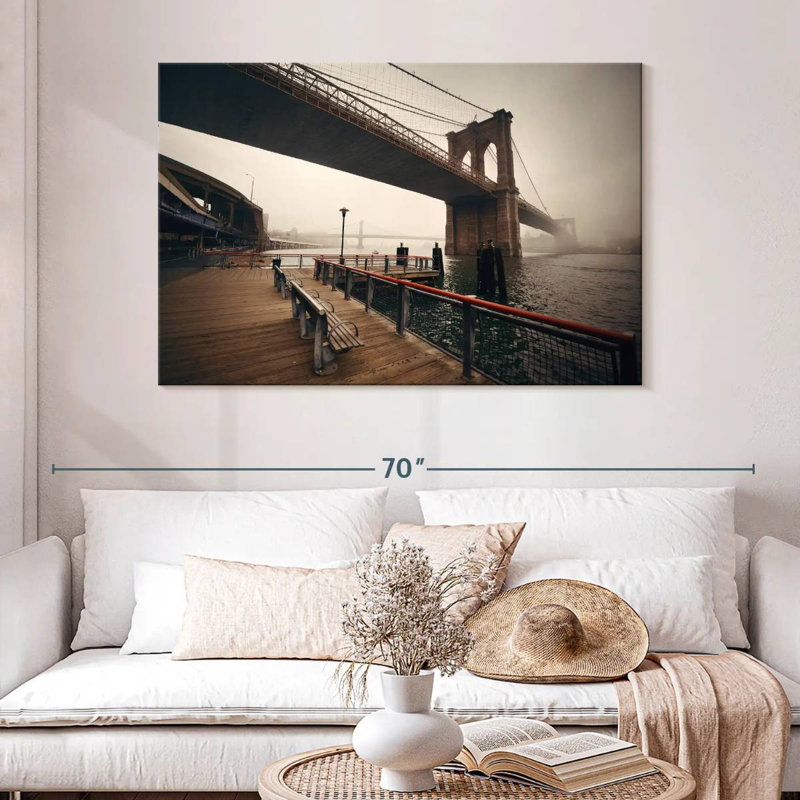 Lilie Foggy Brooklyn Bridge, 32" H x 48" W