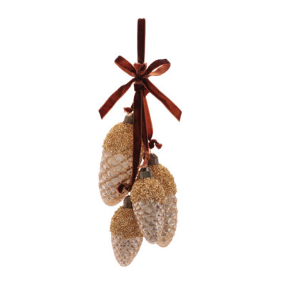 Glass Pine Cone Drop Ornaments (Set of 6) – 7" Nature-Inspired Christmas Décor