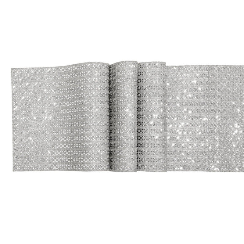 Sparkles Home Madison Avenue Table Runner | Rhinestone X-Pattern Design | Elegant Décor Accent, Silver, 72" x 13"