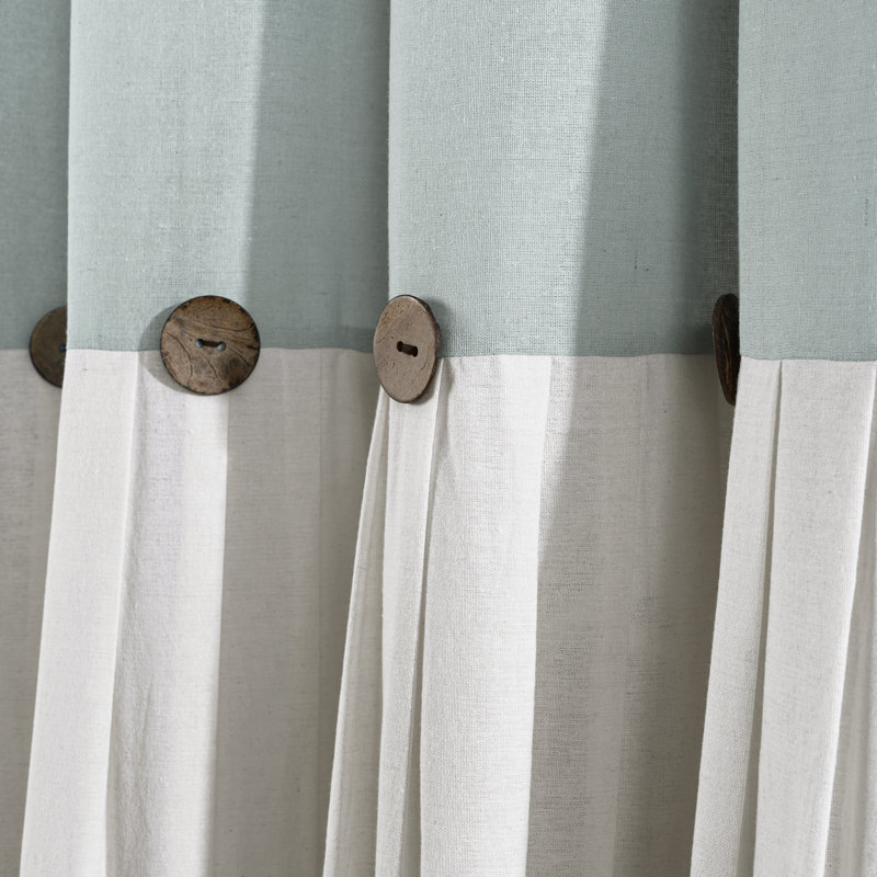 Panneau de rideau simple semi-diaphane avec passe-tringle Ruya, Bleu