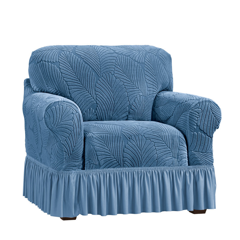 Housse à jupe à volants texturée, Bleu texturé
