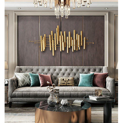 Contemporary Iron Wall Decor, Abstract Cylinder Horizontal Wall Hanging