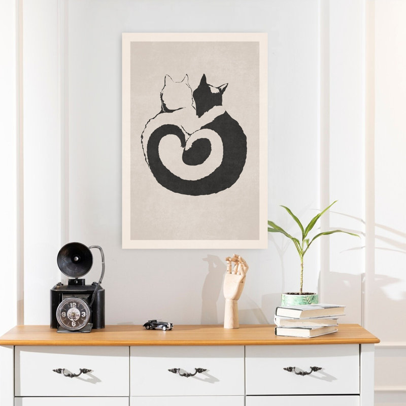 Art mural abstrait félin Yin Yang, H 24 po x l 16 po