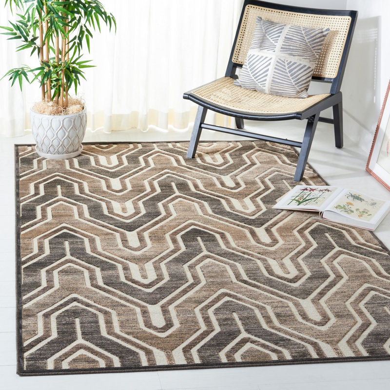 Tapis anthracite / crème Pittenger, Rectangle 4 pi x 5 pi 7 po