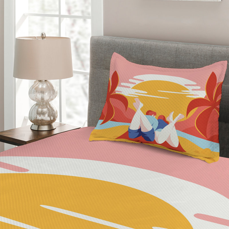 Island Coastal Coverlet, Twin Bedspread + 1 Sham