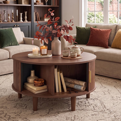 Mid-Century Modern Round Lift-Top Coffee Table