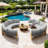 All-Weather Circle 6-Seat Outdoor Sectional Sets with Acacia Table-823455927