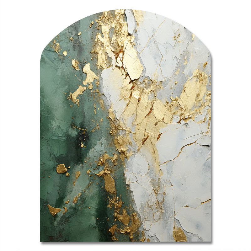 Delaney - Abstrait peinture arche, art mural en métal beige, reproduction d'art asymétrique, H 34 po x l 25 po