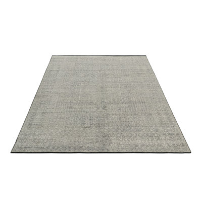 Hand Knotted Wool Area Rug in Gray, White, Black