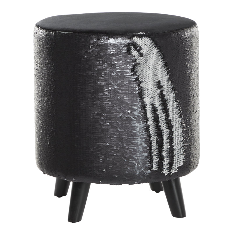 Tabouret de coiffeuse en bois massif, Argent/noir