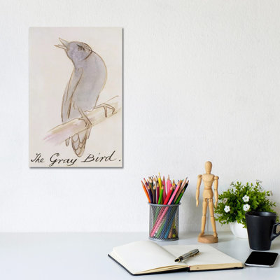 The Grey Bird, From 'Sixteen Drawings Of Comic Birds' by Edward Lear - Wrapped Canvas Painting