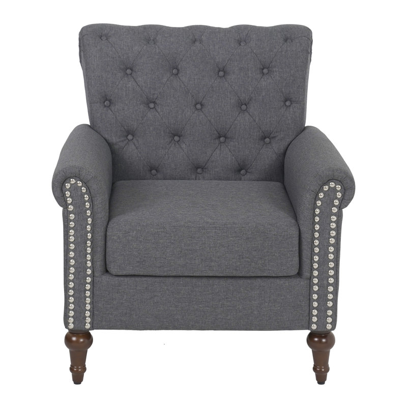 Fauteuil d'appoint capitonné de 29,9 po Abcde, Lin gris anthracite