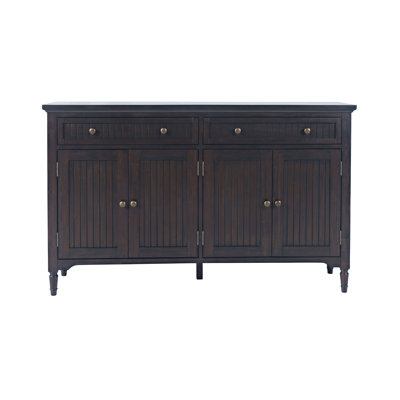 Druzella 58" Slat Panel Door Sideboard Cabinet - Farmhouse Transitional Storage with Adjustable Shelves - Mahogany