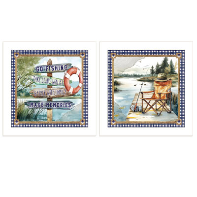 «Lake Life Directions», vignette 2 pièces par ND792 / ND791, reproduction encadrée prête à être accrochée, cadre blanc