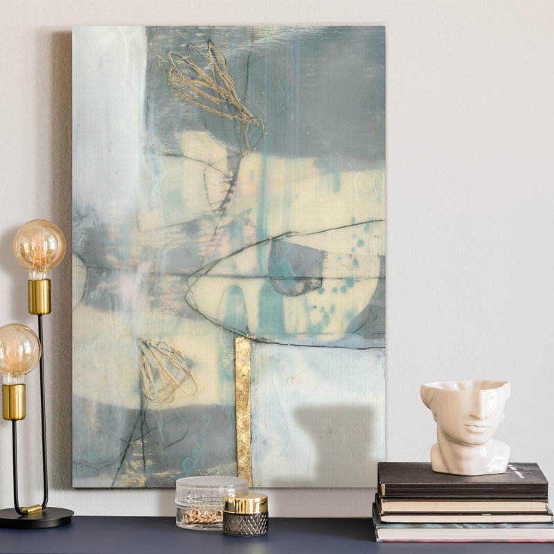 «Gold and Gray Exploration IX», reproduction d'art sur toile, H 27 po x l 18 po x P 1 po