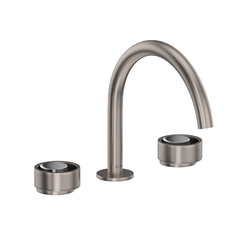 Eclissi Widespread Lavatory Faucet With C-Spout, Satin Nickel/Polished Chrome