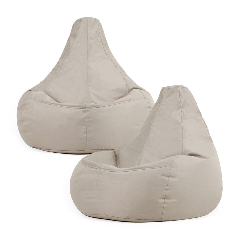 Bean Bag Bazaar Dalton Water-Resistant High Back Recliner Bean Bag, Beige