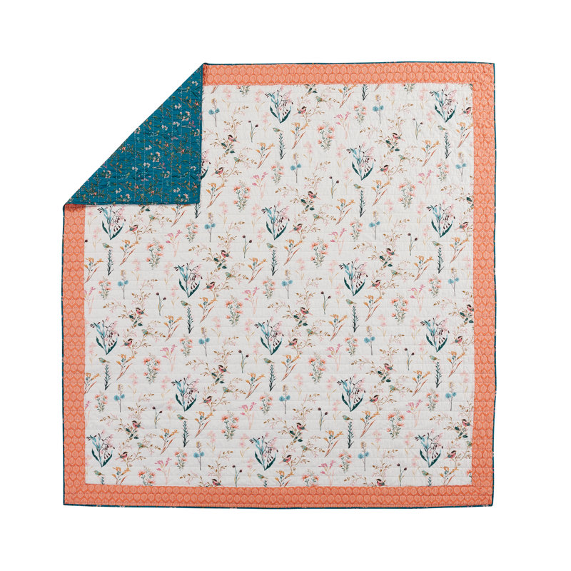 Ensemble de courtepointe réversible 100% coton 3 pièces English Garden, King Quilt + 2 King Shams