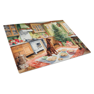 Irish Setter Christmas Cookies Glass Cutting Board