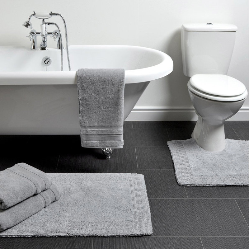 Ruthann Cotton Reversible Bath Mat, Dove Grey