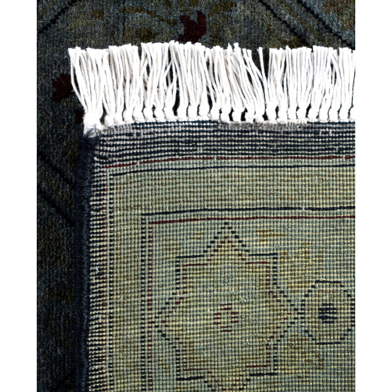Overdyed Hand Knotted Wool Area Rug in Gray