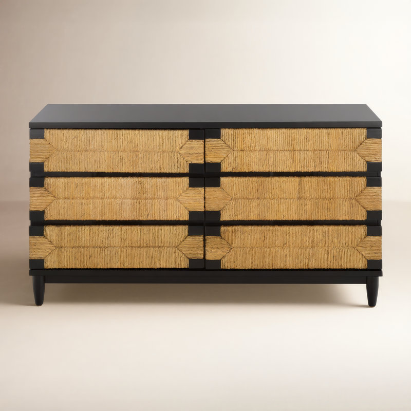 Commode 6 tiroirs Roseanna, Noir / Naturel