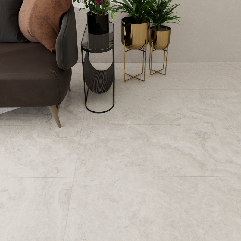 Nimbus 24" x 48" Natural Stone Look Polished Porcelain Tile, Beige