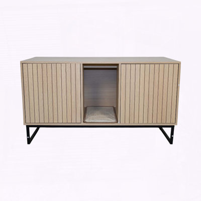 Modern Wooden Cat House with Scratching Mat – Spacious & Stylish