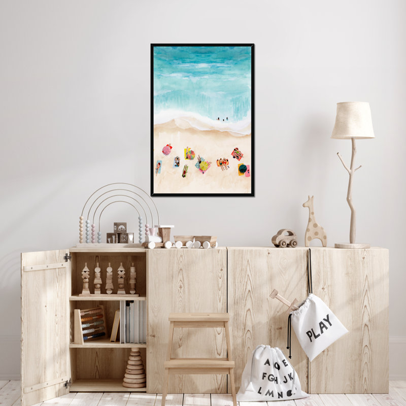 Beach Week II by Grace Popp - Painting, 34cm H x 24cm W, Black Picture Framed Paper