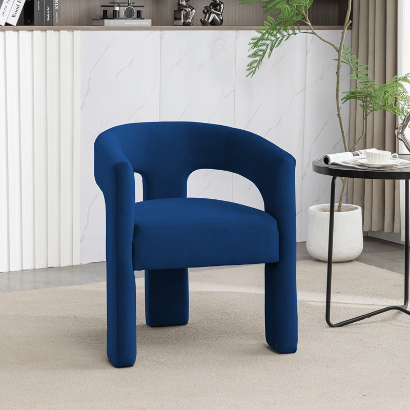 Fauteuil large en velours 24,6 po Jauier, Velours bleu marine
