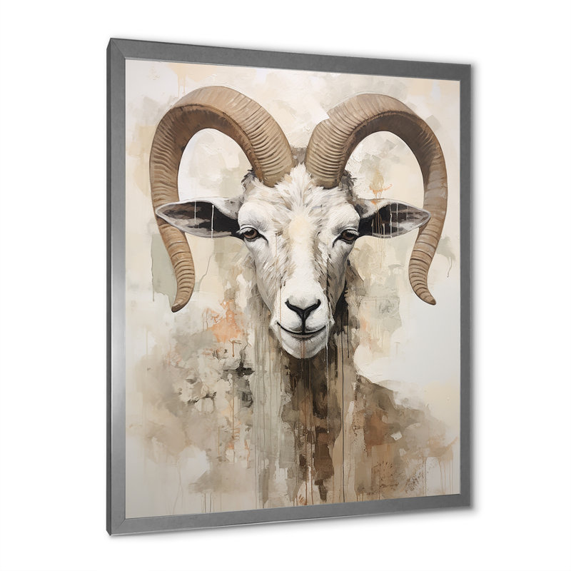 Portrait de chèvre douce - reproduction sur toile, Cadre simple argenté, H 40 po x l 30 po x P 1,5 po