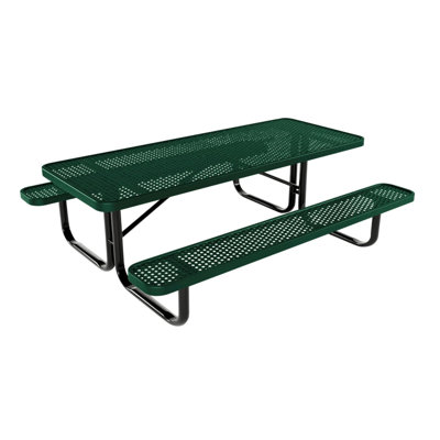 Table de pique-nique rectangulaire de 1,80 m, perforée, texturée verte