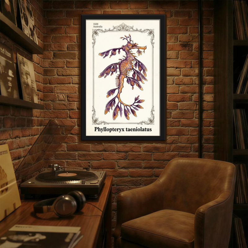 Reproduction d'art dragon à feuilles d'animaux, H 24 po x l 16 po