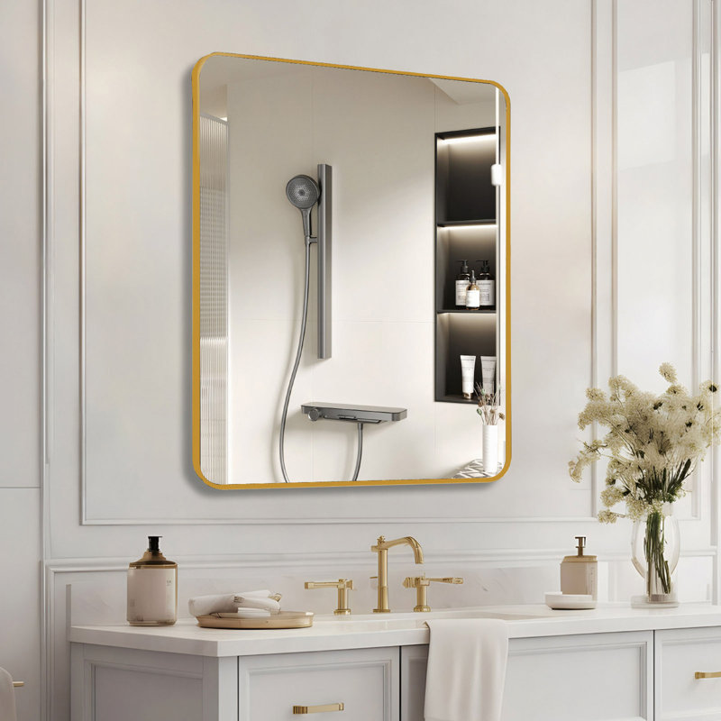 Miroir de salle de bain 36 po x 36 po, 36 po x 36 po, Doré, Carrée