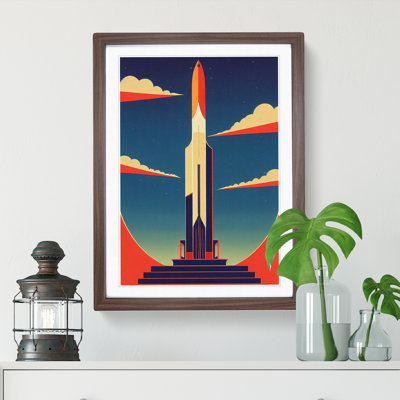 XV1022-4002X Spaceship Rocket Art Deco No.2 - Single Picture Frame Print