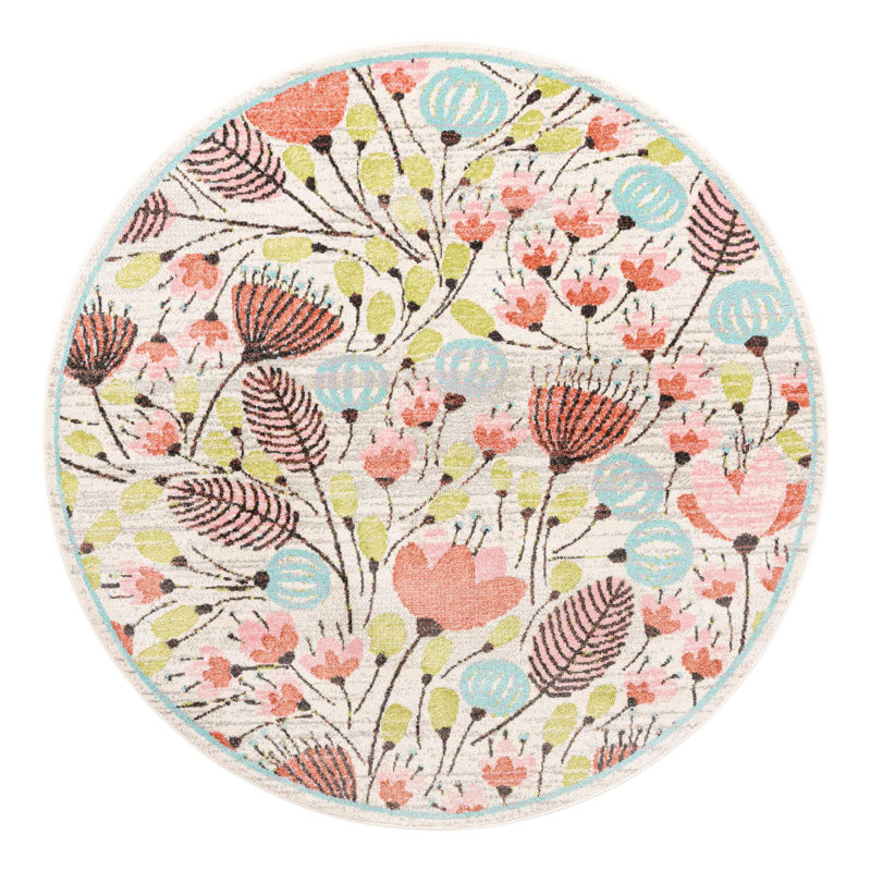 Whimsy Kids Floral Polypropylene Plastic Rug, Round 7'10"
