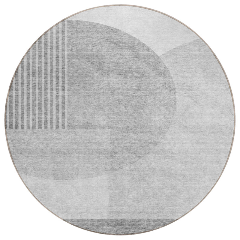 Tapis rond gris 8 pi