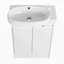 Meuble-lavabo de salle de bain autoportant avec lavabo, portes à fermeture douce et support de rangement
