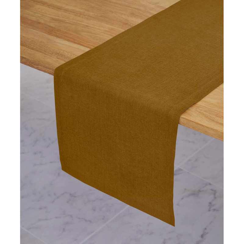 Diana - 100% Pure Linen Table Runner, 90" x 14", Toffee