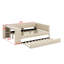 Lit plateforme tapissier avec tablettes de rangement, bureau, station de charge et lit gigogne-1994904046