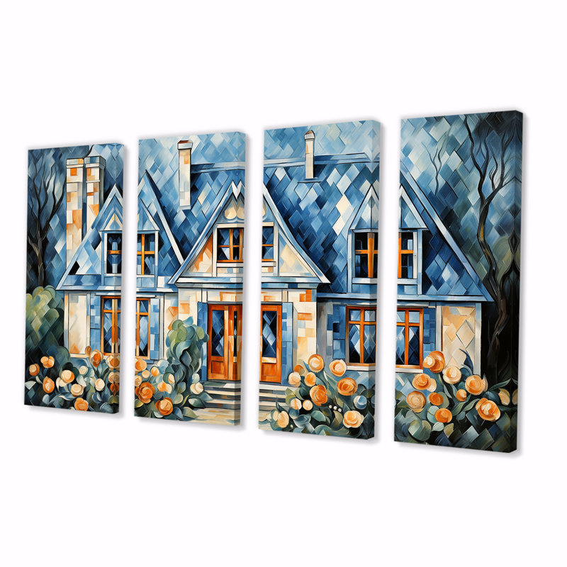 Cottage Garden Gateway I - Landscape Cottage, art mural 4 pièces, H 32 po x l 64 po